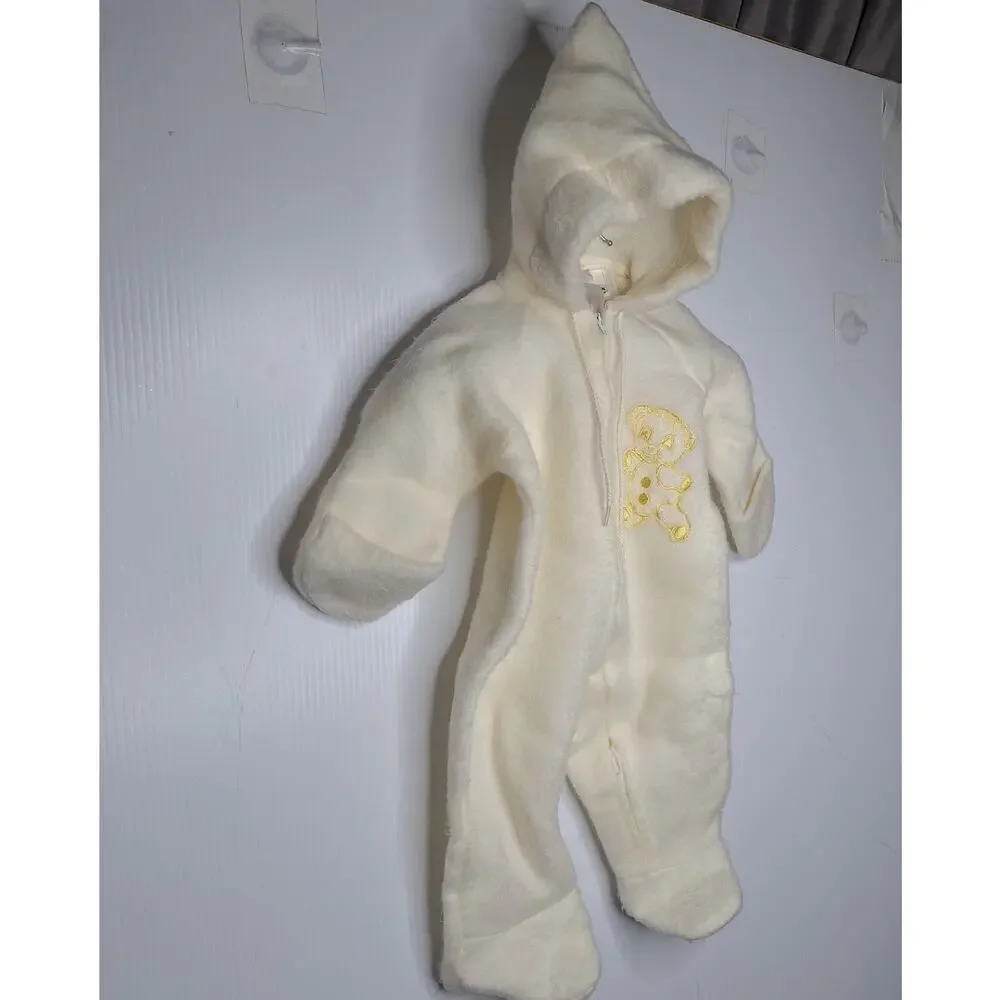 Vintage Quiltex Gnome Hooded Sleeper Fleece Zippie Teddy Bear Bunting Retro